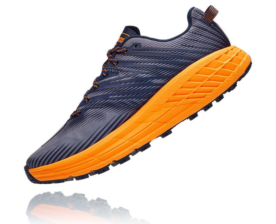 Hoka Australia One One Speedgoat 4 - Mens Trail Shoes Blue/Orange - AYJKE-7206